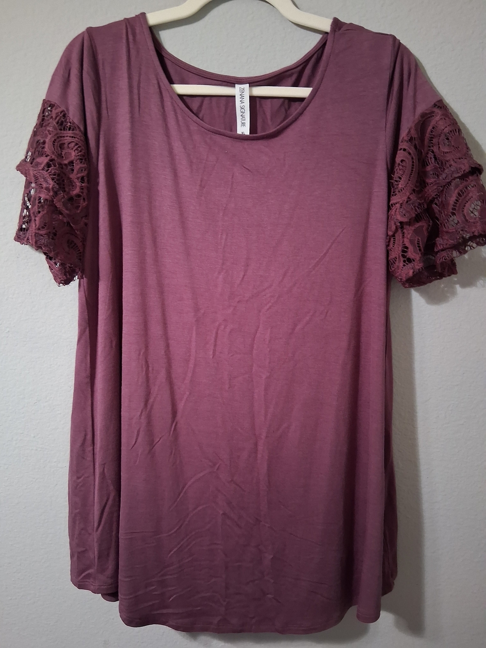 Women's Mauve Crochet-Sleeve Tunic by Jennifer Skye